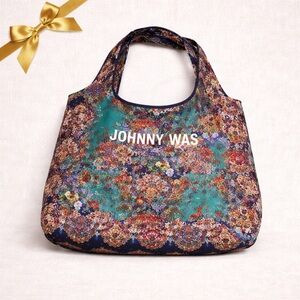 Johnny Was Foldable Floral Nylon Shopping Tote